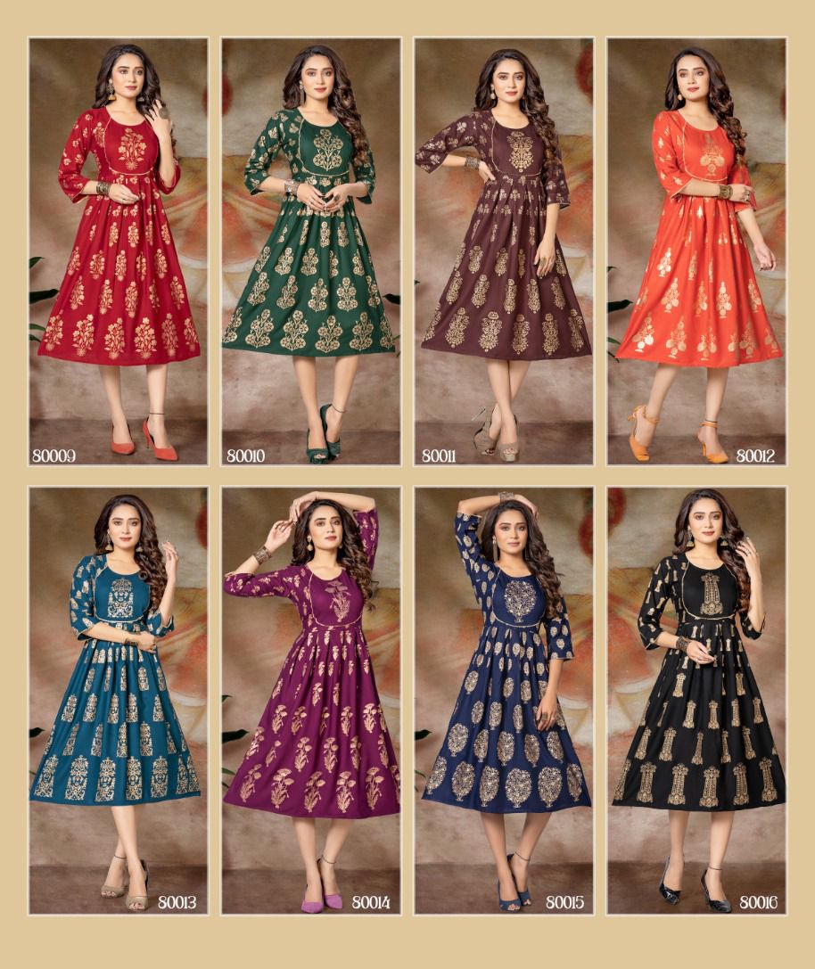 Mayra Mirinda Rayon Printed Ethnic Wear Anarakli Kurti Collection